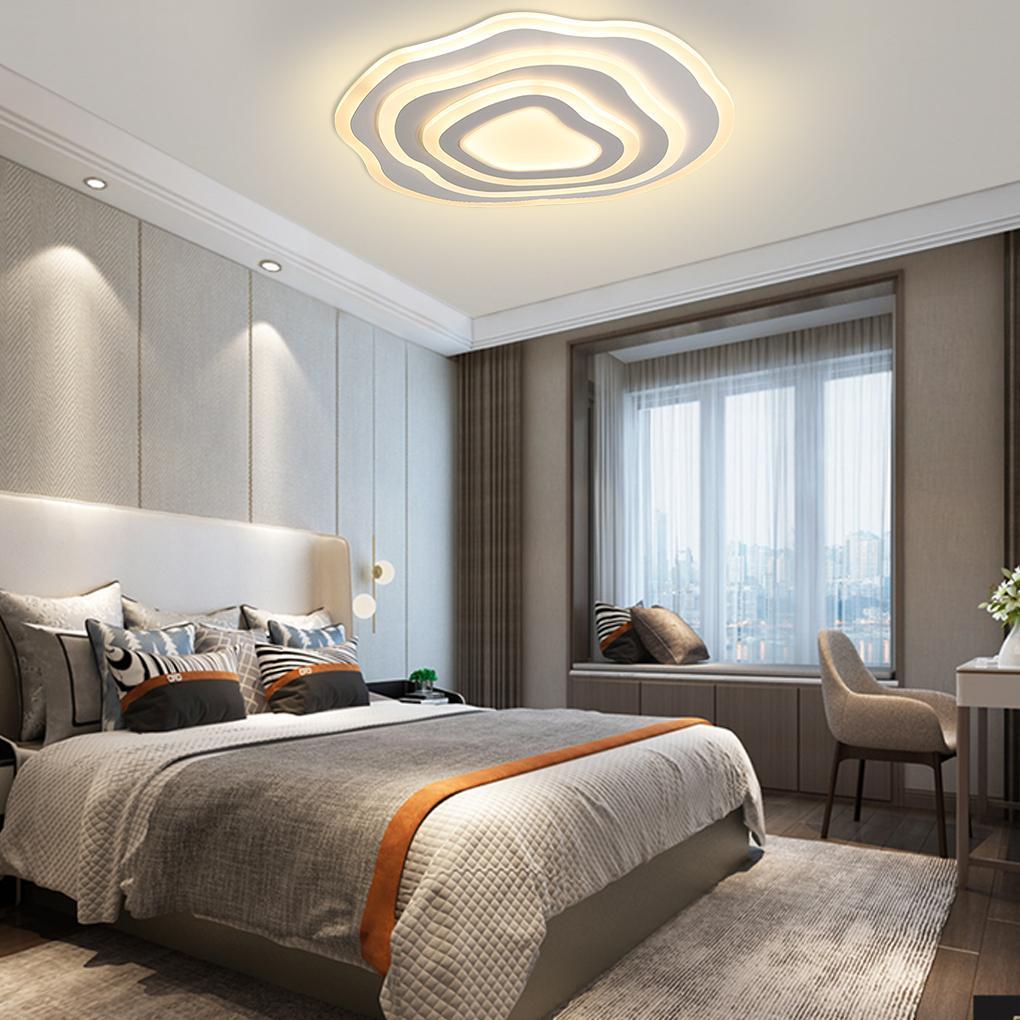 Rippled Concentric-Circle LED Flush-Mount Ceiling Light — Iron and PMMA, 20" or 30", Dimmable with Remote, 3000K–6000K