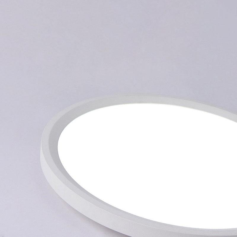 Industrial Flush-Mount Ceiling Light — Black or White Iron, LED, Three-Step Dimming, 12" or 16"