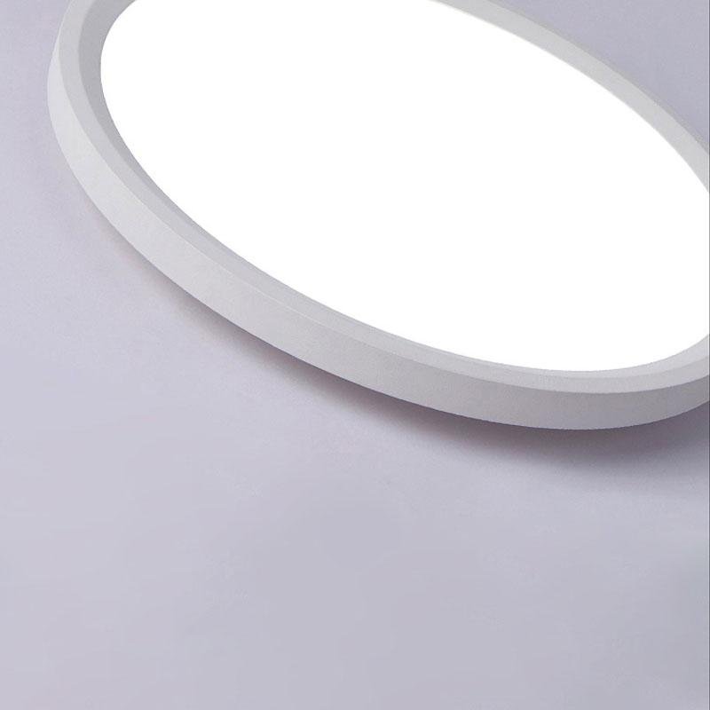 Industrial Flush-Mount Ceiling Light — Black or White Iron, LED, Three-Step Dimming, 12" or 16"