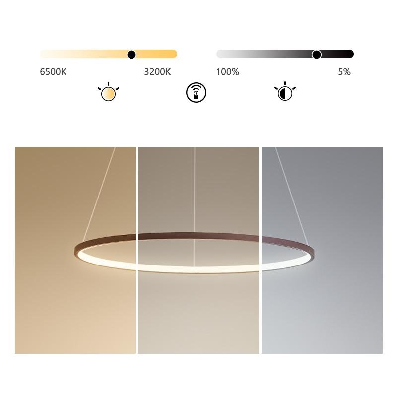 Circular Linear Chandelier — Aluminum, Stepless Dimming, Adjustable Color Temperature, 16" or 24" Diameter
