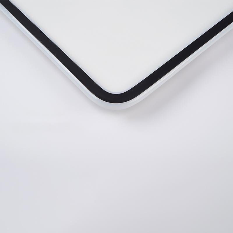 Square Flush-Mount Ceiling Light — Black Aluminum & PMMA, LED, Remote Dimming, 3000K–6000K, 16"/20"/24"