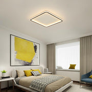 Square Flush-Mount Ceiling Light — Black Aluminum & PMMA, LED, Remote Dimming, 3000K–6000K, 16"/20"/24"