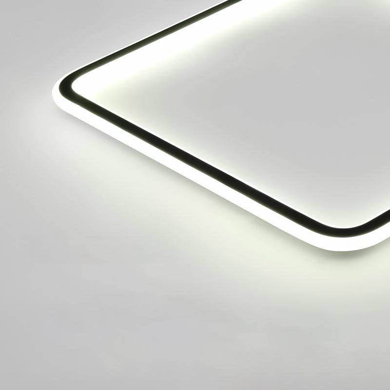 Square Flush-Mount Ceiling Light — Black Aluminum & PMMA, LED, Remote Dimming, 3000K–6000K, 16"/20"/24"