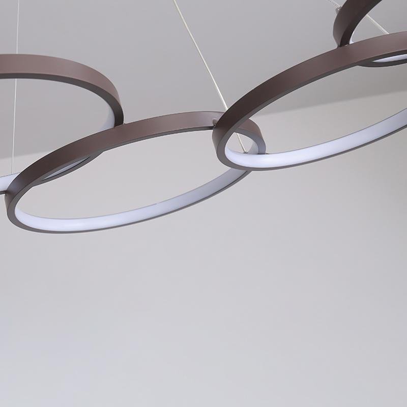 3-Ring Modern Chandelier — Iron and PMMA, Dimmable, Remote Control, 3000K–6000K, 60W