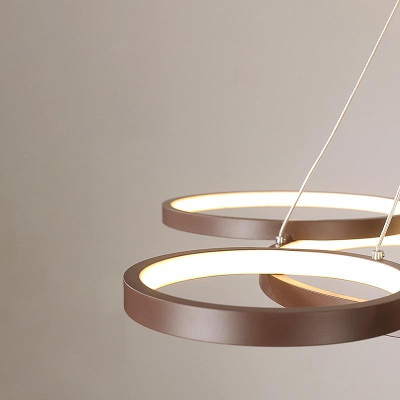 3-Ring Modern Chandelier — Iron and PMMA, Dimmable, Remote Control, 3000K–6000K, 60W