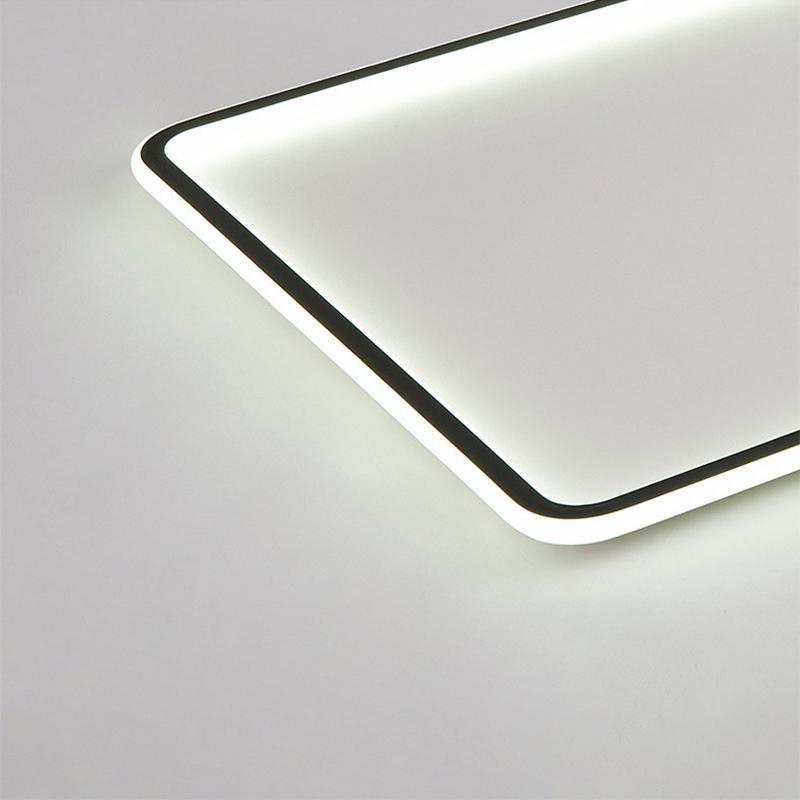 Contemporary Rectangular LED Flush Mount — Black Iron & PMMA, Dimmable with Remote, 3000K/4500K/6000K, 31" or 35"