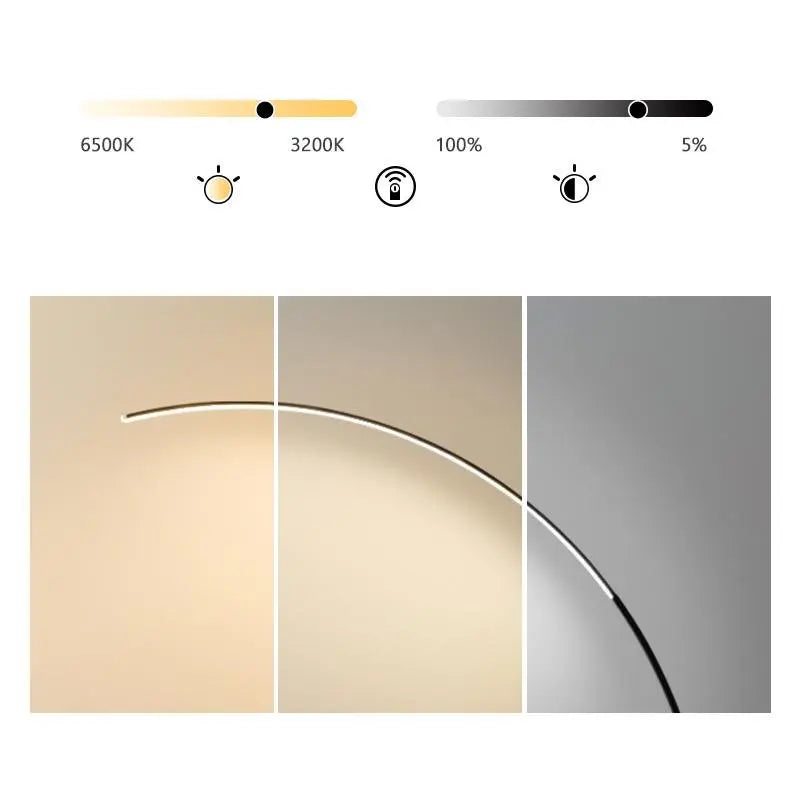 Arc Floor Lamps with Dimmable LED in Black Aluminum Luxe