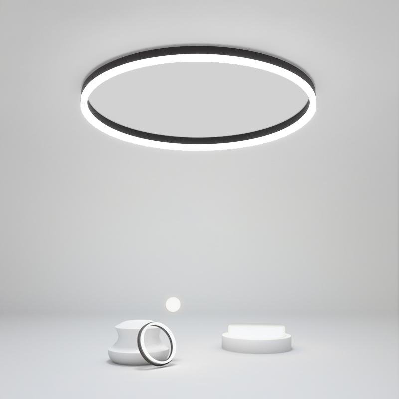 Round Flush-Mount Ceiling Light — Aluminum & PMMA, LED, Dimmable, Remote Control, 3000K–6000K, 16" or 24"