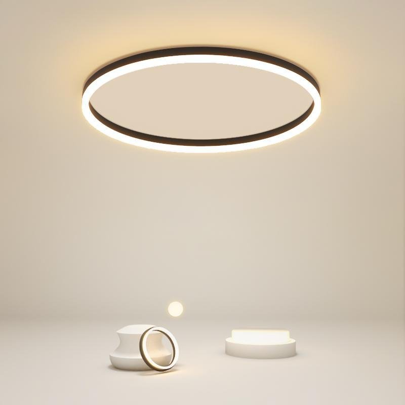 Round Flush-Mount Ceiling Light — Aluminum & PMMA, LED, Dimmable, Remote Control, 3000K–6000K, 16" or 24"