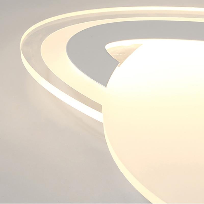 Planet-Shaped LED Flush-Mount Ceiling Light — Iron & Acrylic, Dimmable, Remote Control, 3000K/6000K