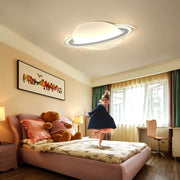 Planet-Shaped LED Flush-Mount Ceiling Light — Iron & Acrylic, Dimmable, Remote Control, 3000K/6000K