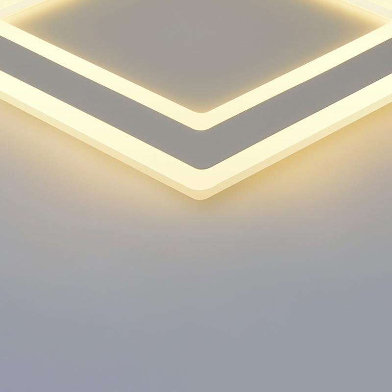 Contemporary Square LED Flush-Mount Ceiling Light — White Metal, Remote Stepless Dimming, 3000K–6000K, 16" or 31"