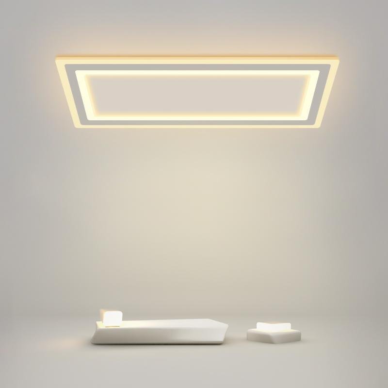 Contemporary Square LED Flush-Mount Ceiling Light — White Metal, Remote Stepless Dimming, 3000K–6000K, 16" or 31"