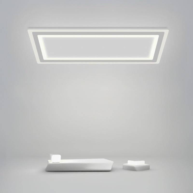 Contemporary Square LED Flush-Mount Ceiling Light — White Metal, Remote Stepless Dimming, 3000K–6000K, 16" or 31"