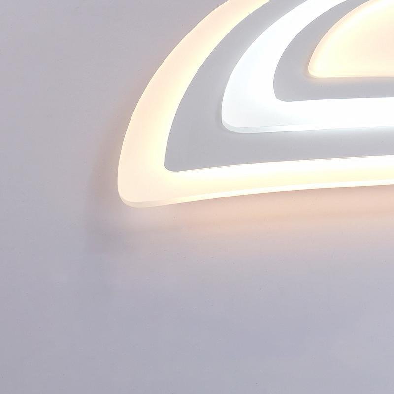 Leaf-Shaped LED Flush-Mount Ceiling Light — Iron and PMMA, White Finish, Dimmable, Remote Control, 41–50W, E26/E27