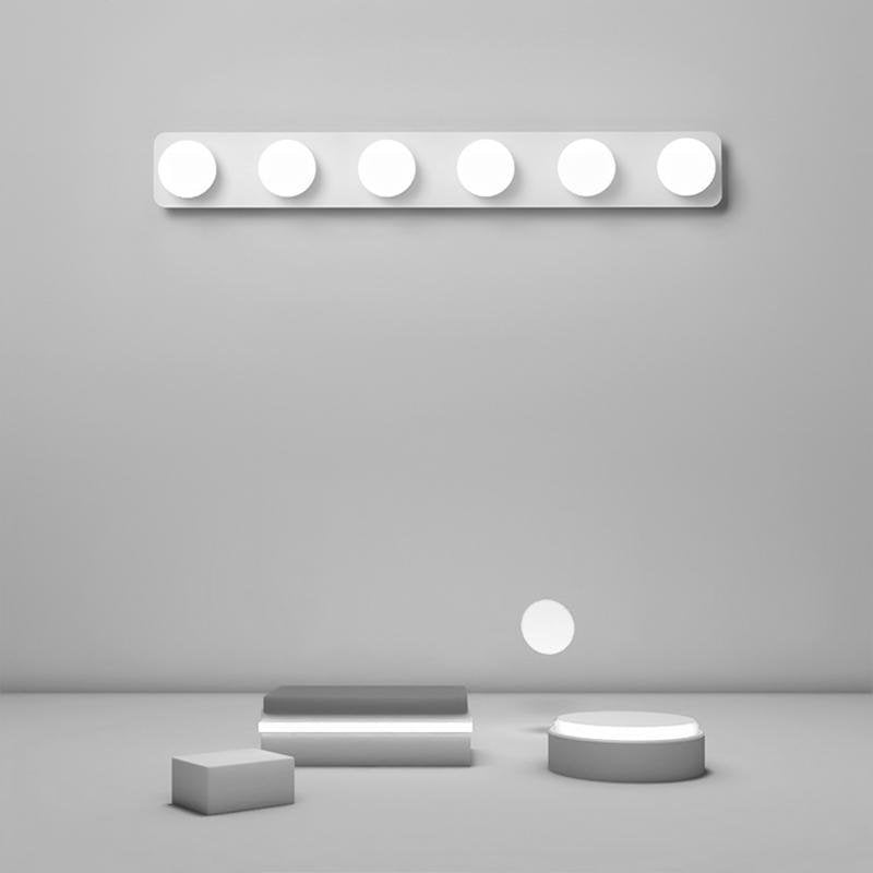 Spherical Multi-Light Linear Wall Sconce — PMMA and Aluminum, Warm White LED, 4-Light or 6-Light, E26/E27