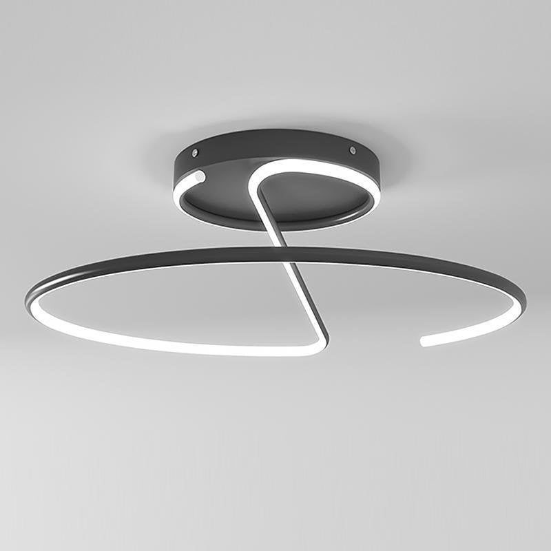 16-Inch Modern LED Semi Flush Mount Ceiling Light with Sleek Wire-Inspired Circular Design