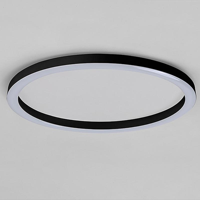 16" Modern Circle LED Flush-Mount Ceiling Light — Aluminum, Dimmable, 3000K–6000K, Remote Control, 33W