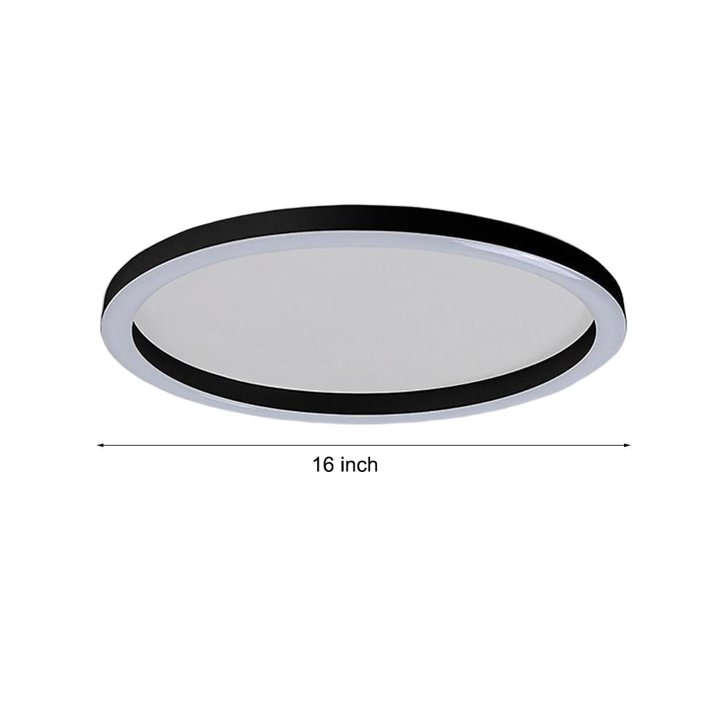16" Modern Circle LED Flush-Mount Ceiling Light — Aluminum, Dimmable, 3000K–6000K, Remote Control, 33W
