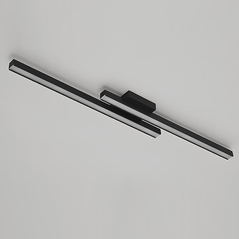 35" Modern Rectangular LED Flush-Mount Ceiling Light — Aluminum & Acrylic, Black, 30W, 3000K / 6000K