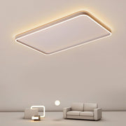Rectangular LED Flush-Mount Ceiling Light — Aluminum & PMMA, 35"×22", Dimmable 3000K–6000K, Remote Control