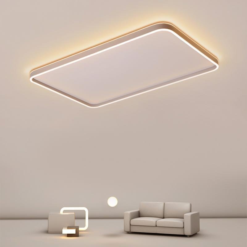 Rectangular LED Flush-Mount Ceiling Light — Aluminum & PMMA, 35"×22", Dimmable 3000K–6000K, Remote Control