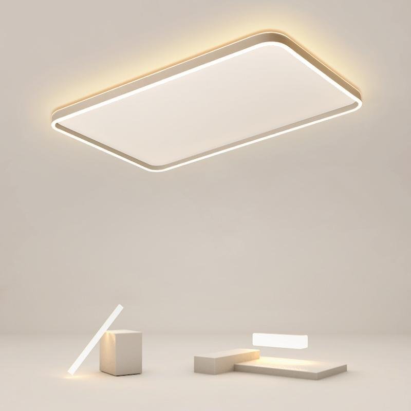 Rectangular LED Flush-Mount Ceiling Light — Aluminum & PMMA, 35"×22", Dimmable 3000K–6000K, Remote Control