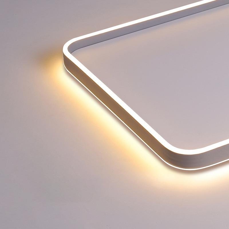 Rectangular LED Flush-Mount Ceiling Light — Aluminum & PMMA, 35"×22", Dimmable 3000K–6000K, Remote Control