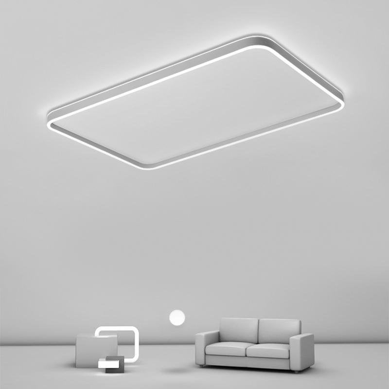 Rectangular LED Flush-Mount Ceiling Light — Aluminum & PMMA, 35"×22", Dimmable 3000K–6000K, Remote Control