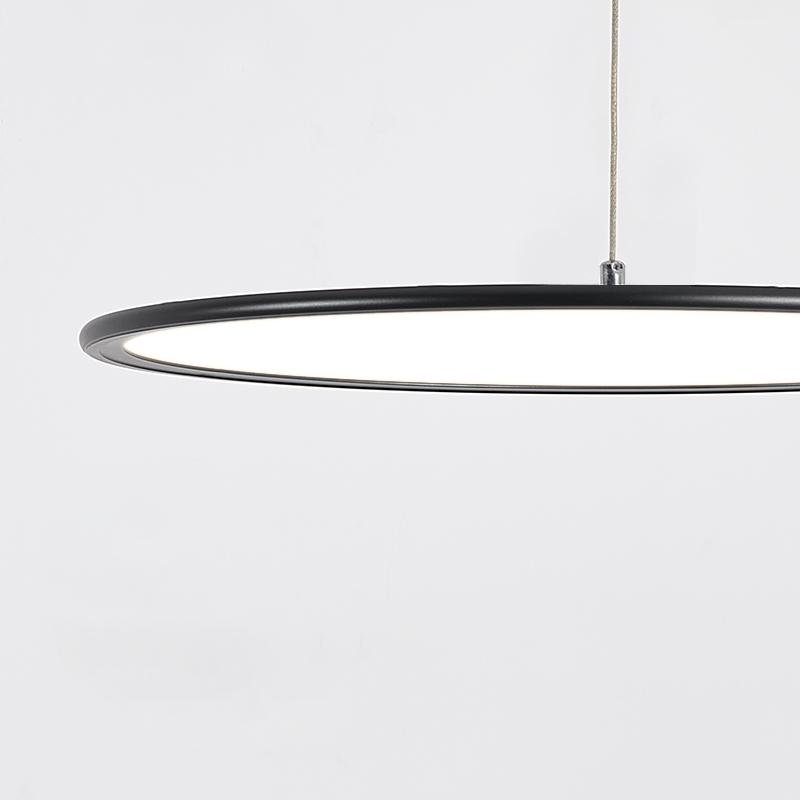 Minimalist Industrial Circular Linear Pendant Light — Metal, Stepless Dimming, 16", 20", or 24", Black or White