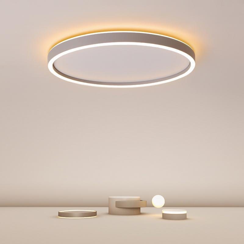 Modern Halo Circle LED Flush-Mount Ceiling Light — Aluminum & PMMA, Stepless Dimming, Remote Control, 16" or 24"