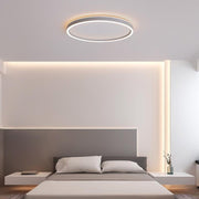 Modern Halo Circle LED Flush-Mount Ceiling Light — Aluminum & PMMA, Stepless Dimming, Remote Control, 16" or 24"