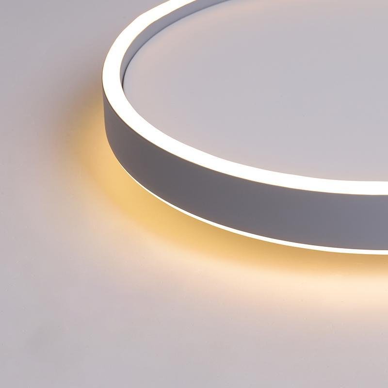 Modern Halo Circle LED Flush-Mount Ceiling Light — Aluminum & PMMA, Stepless Dimming, Remote Control, 16" or 24"