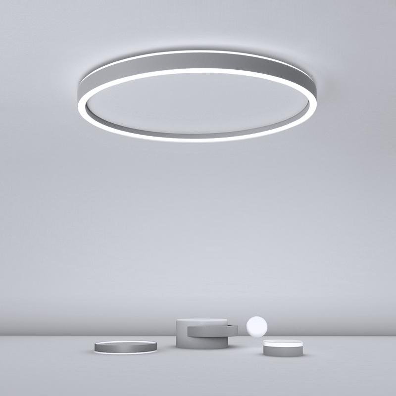 Modern Halo Circle LED Flush-Mount Ceiling Light — Aluminum & PMMA, Stepless Dimming, Remote Control, 16" or 24"