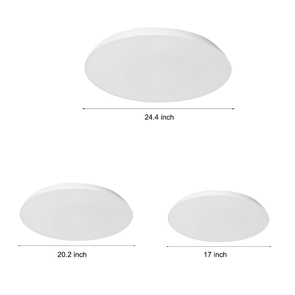 Bowl-Shaped LED Flush Mount — Iron and Acrylic, 17"–24.4", 3000K / 6000K / Dimmable with Remote
