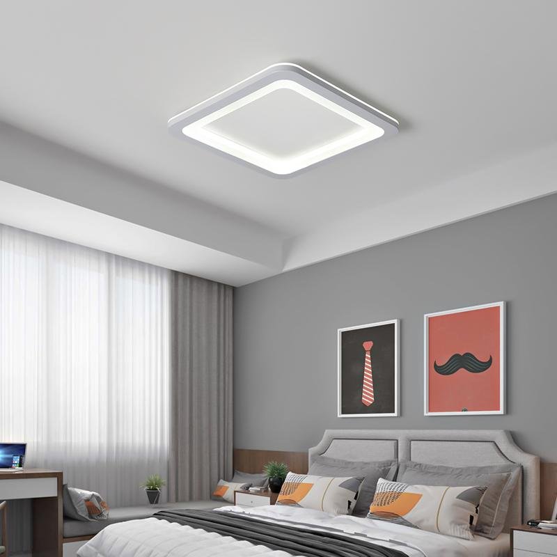 Gray Square Industrial LED Flush-Mount Ceiling Light — Dark Gray & White, Dimmable, Multi-Color Temperature, 15" or 19"