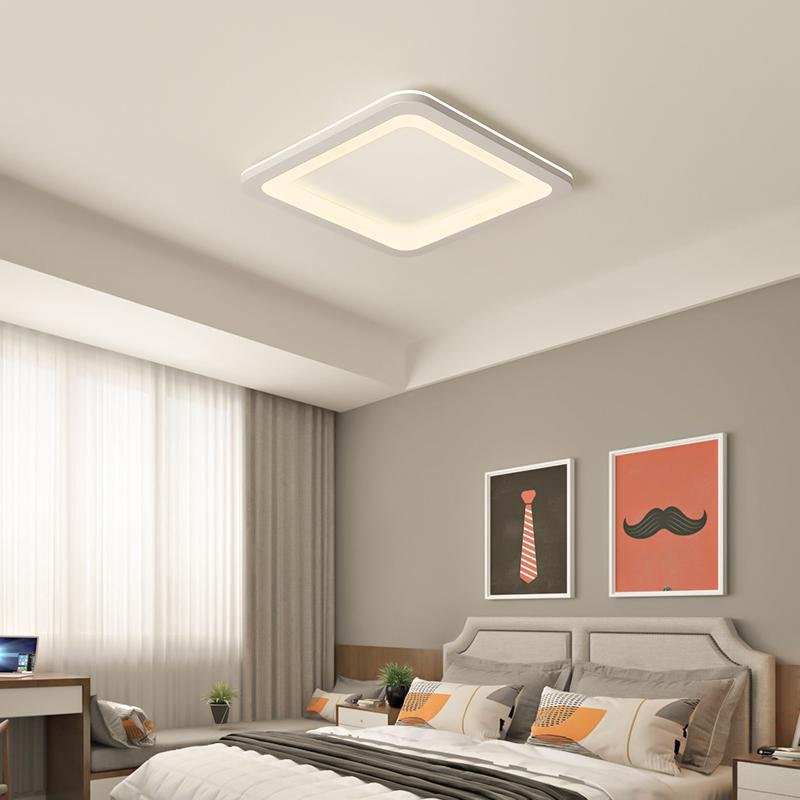 Gray Square Industrial LED Flush-Mount Ceiling Light — Dark Gray & White, Dimmable, Multi-Color Temperature, 15" or 19"