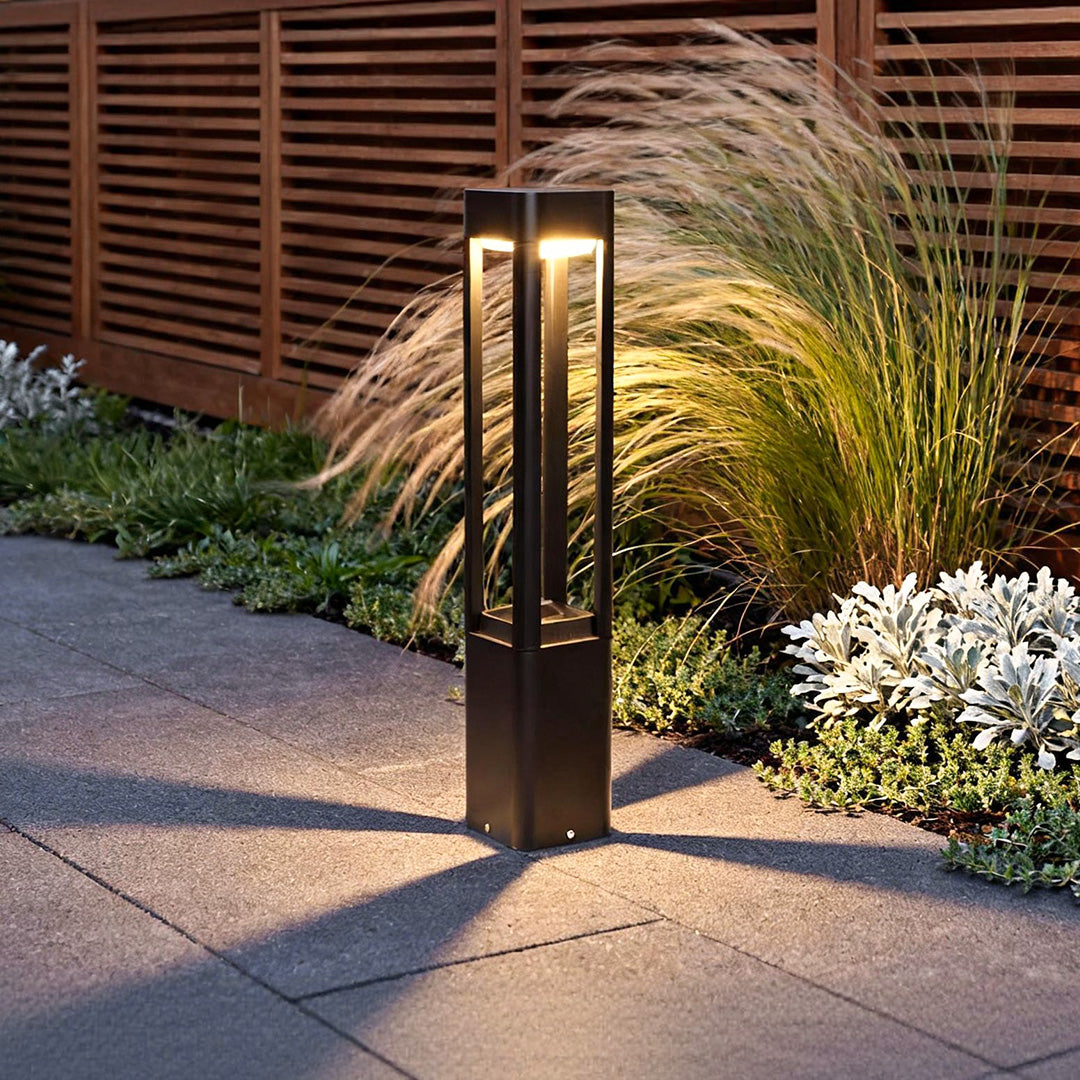 Open-Sided Quadruple-Arm LED Bollard Light — Die-Cast Aluminum, 6W–10W, 3000K Warm White, IP55, 12"–36"
