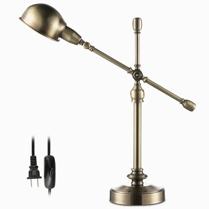 Adjustable Vintage Metallic Dome Desk Lamp with Flexible Arm for Home Office and Study Luxe
