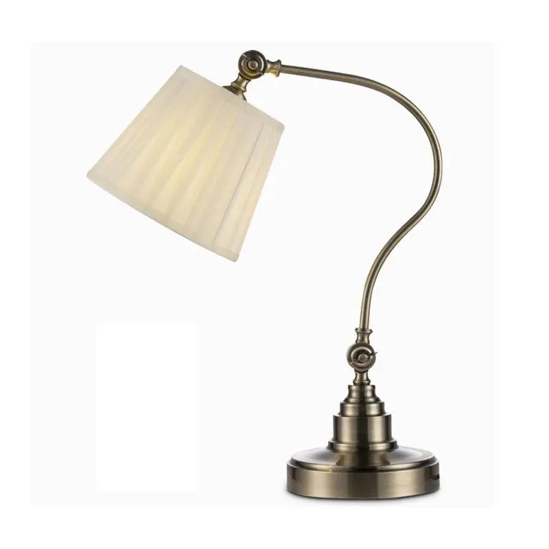 Empire-Style Metal Desk Lamp with Curved Arm and Adjustable Lighting for Industrial Spaces Luxe