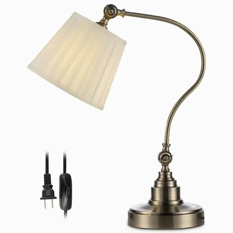 Empire-Style Metal Desk Lamp with Curved Arm and Adjustable Lighting for Industrial Spaces Luxe