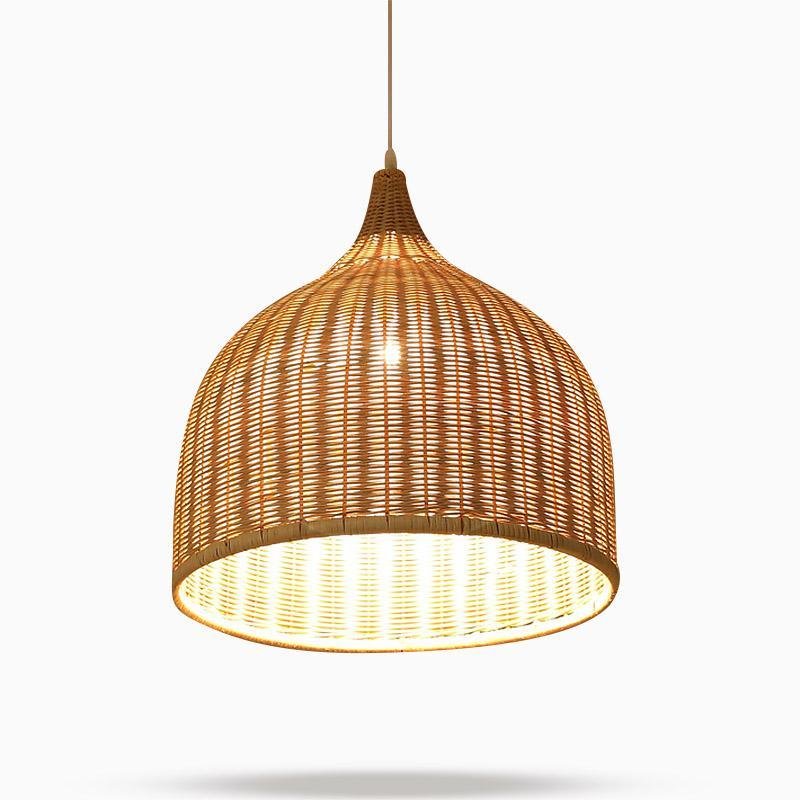 Bell-Shape Rustic Rattan Pendant Light — Hardwired, 70W, Available in 14", 18", or 25"
