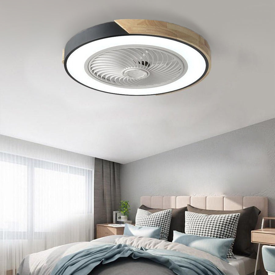 Integrated LED Bladeless Ceiling Fan Light with Remote Control - Round Square Design Luxe