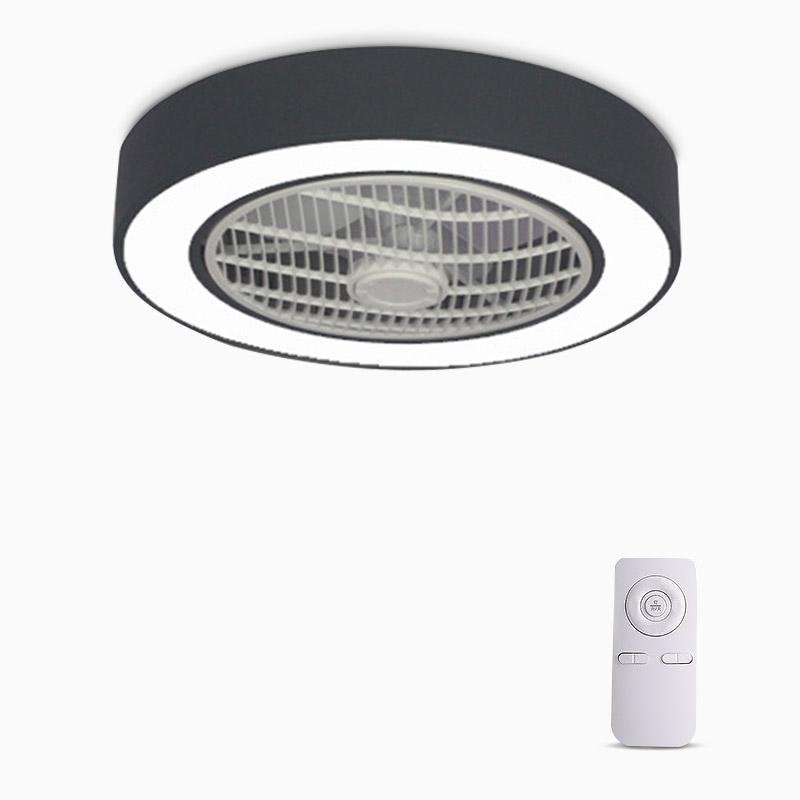 Modern Compact Round Bladeless Ceiling Fan with LED Lights - Flush Mount Design Luxe