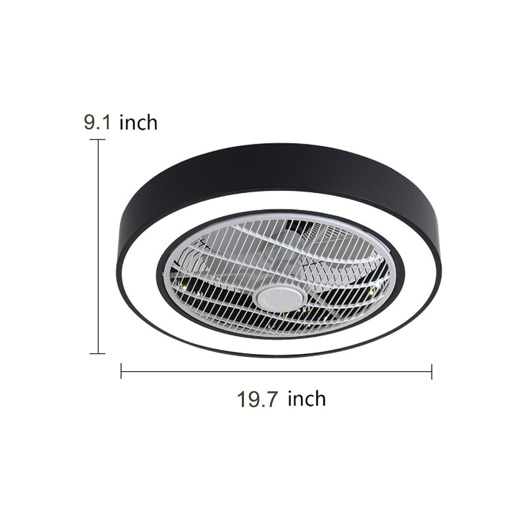 Modern Compact Round Bladeless Ceiling Fan with LED Lights - Flush Mount Design Luxe