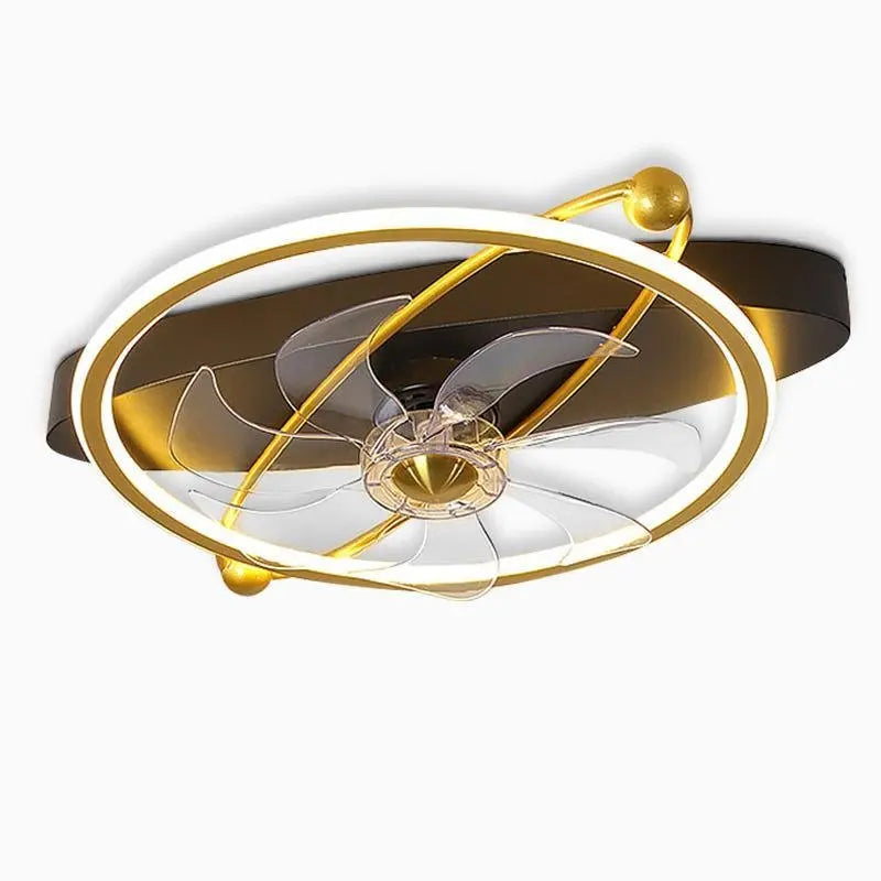 Industrial Gold Flush Mount Ceiling Fans with Remote Control and LED Lighting Luxe