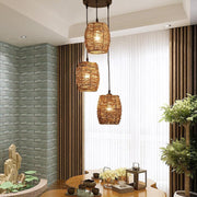Wicker Pendant Light, 3-Piece Set — Burlywood, 18" Diameter, E26/E27, up to 40W