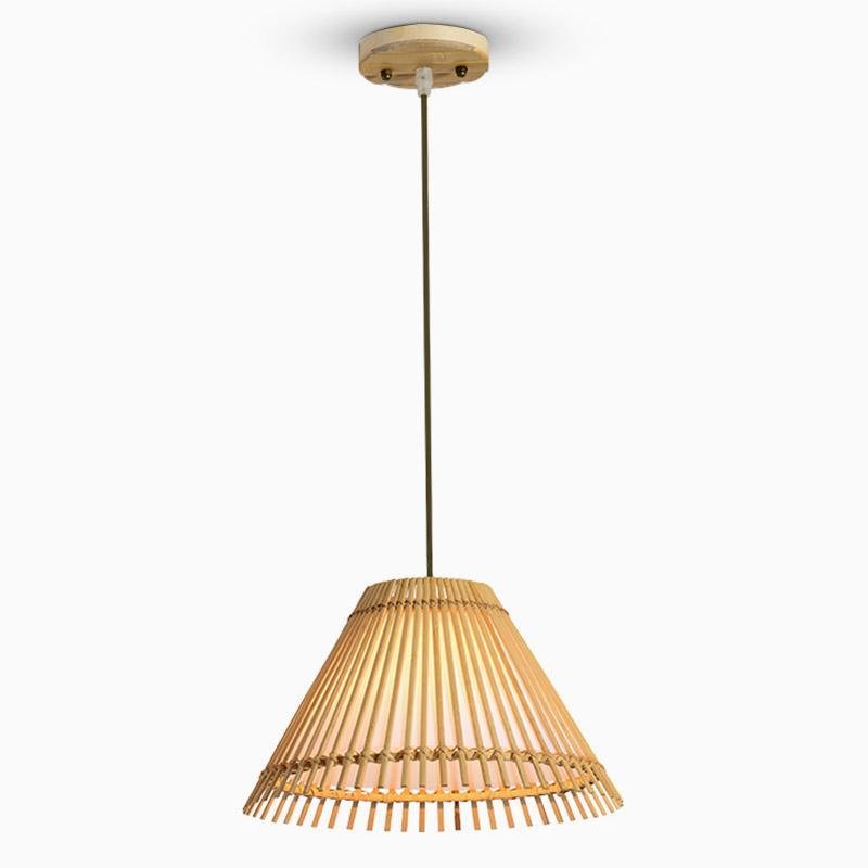 Bamboo Bar Pendant Light — Burlywood Finish, 13" Diameter, E26/E27, Hardwired, 40W Max