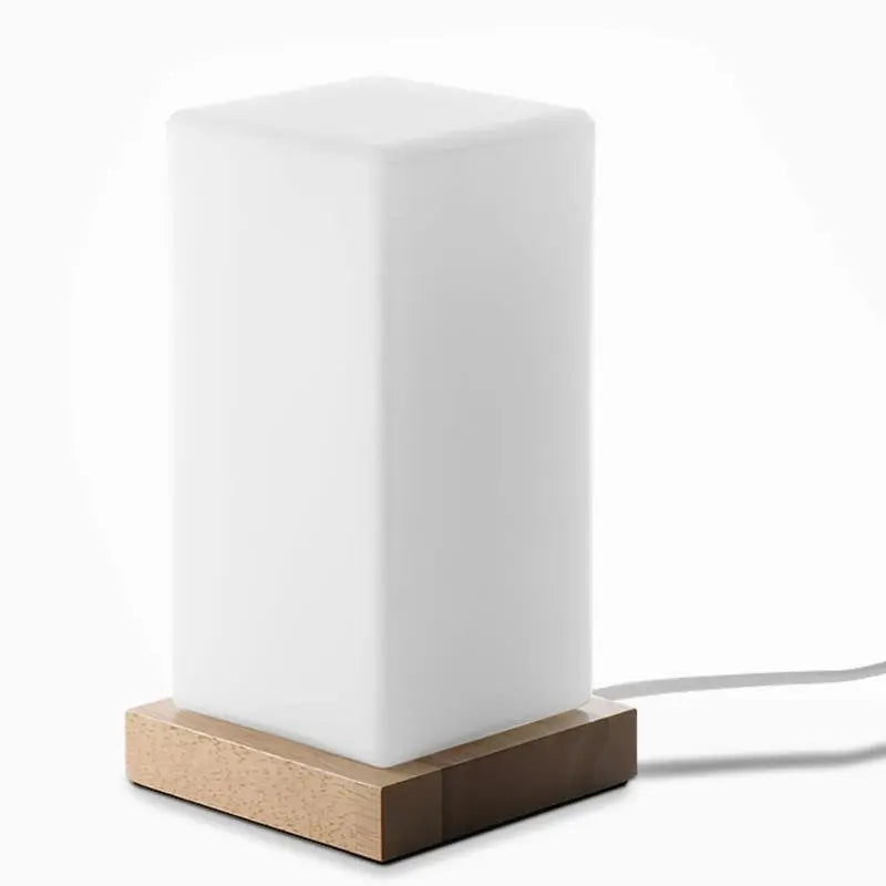 Battery-Operated LED Accent Lamp for Kids - Wooden Cube Design Luxe