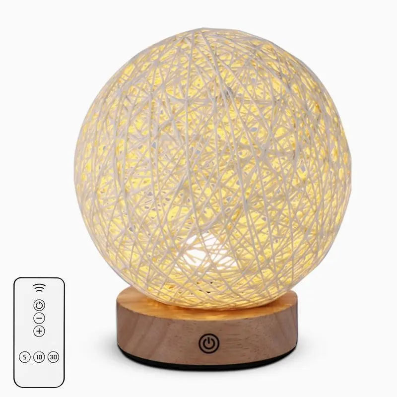 6-Inch LED Table Lamp with Natural Rattan Wicker Shade Luxe